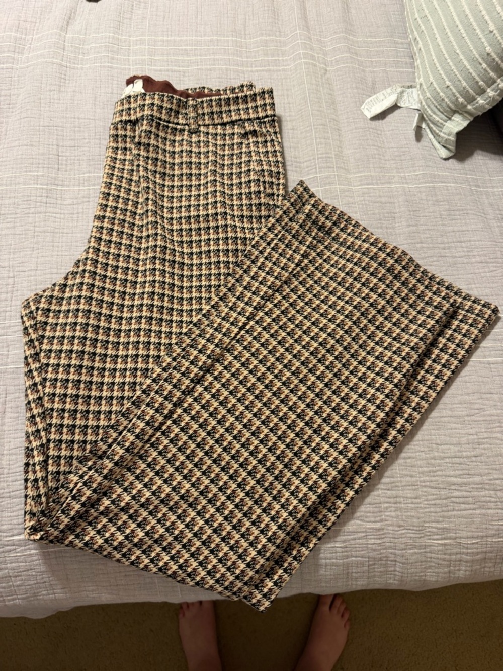 Anthropologie Houndstooth Plaid Pull On Pants